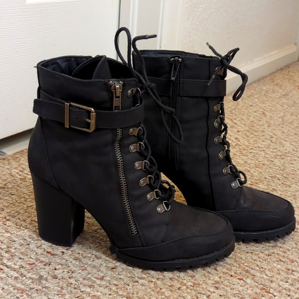 Black combat style boots